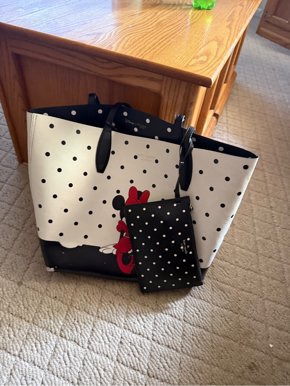 kate spade Polka Dot Minnie Mouse Tote in Black, White & Red - Picture 2 of 7